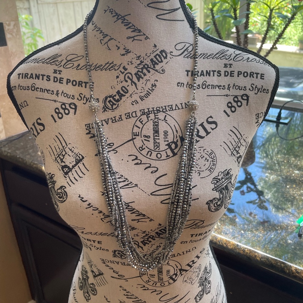 Three-in-One Silver Beaded Necklace